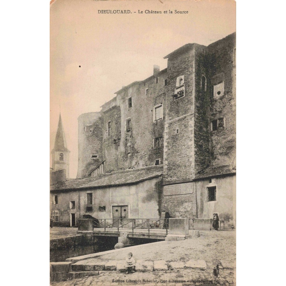 Dieulouard France Le Chateau et la Source Castle Antique Postcard c1910 Reboulet